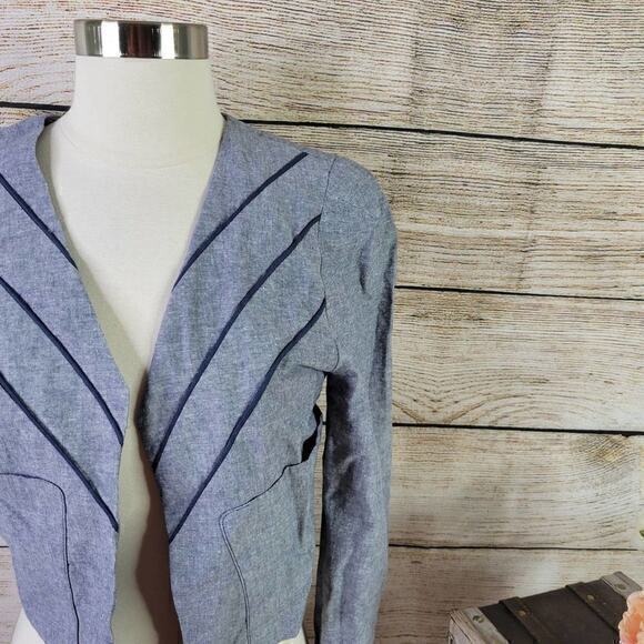 Lucca Couture Linen Crop Jacket Blazer Small - Picture 3 of 5
